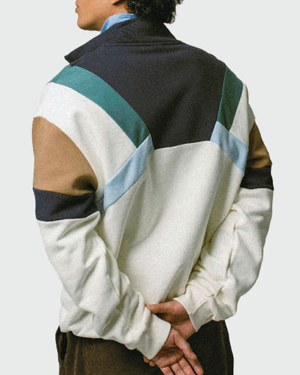 Kaotiko Crew Aleck Sweater Met Rits Wit / Blauw achteraanzicht