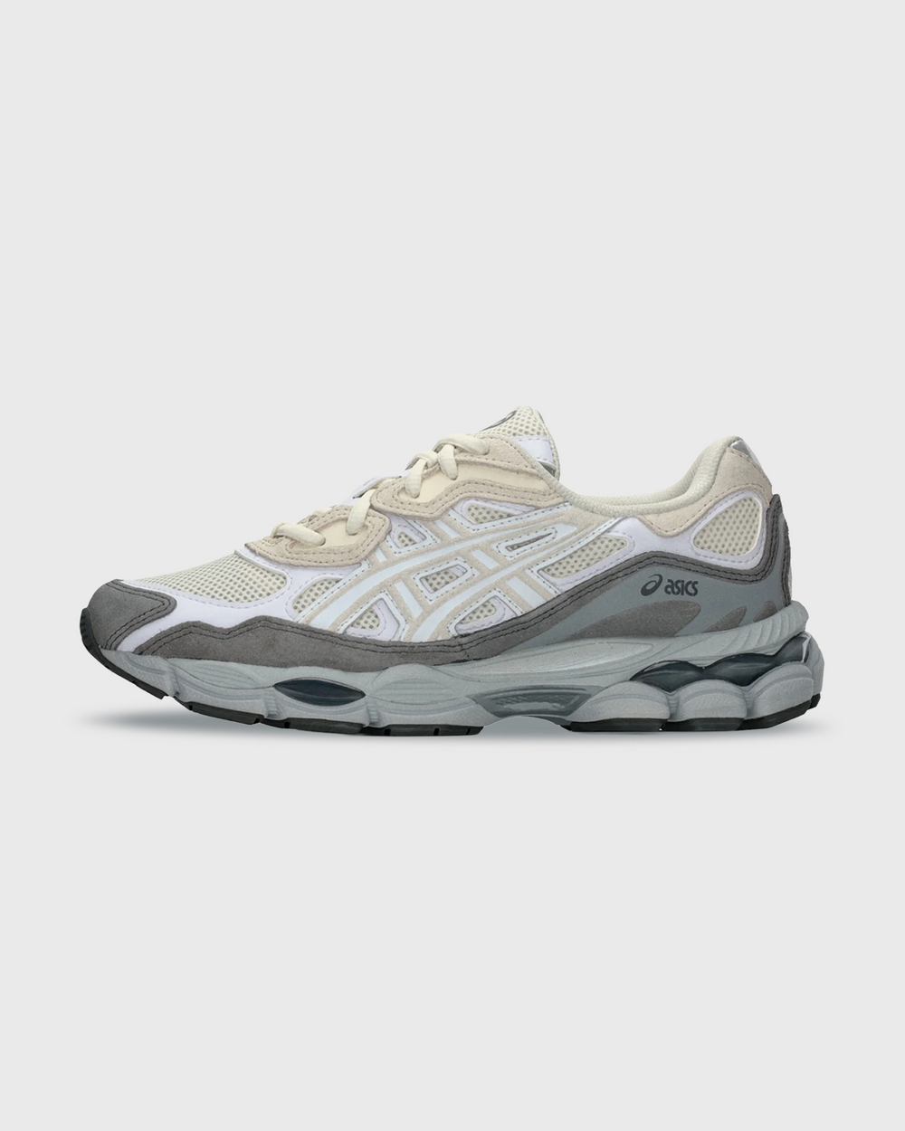 Asics Gel NYC Sneaker Cream White zijaanzicht linkerschoen