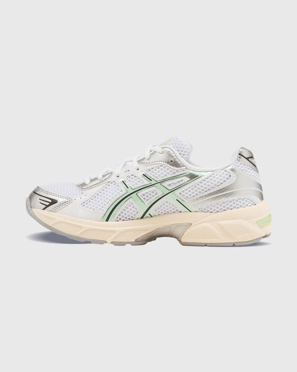 Asics Gel-1130 Sneaker Wit Mint Linker neusaanzicht met een witte achtergrond