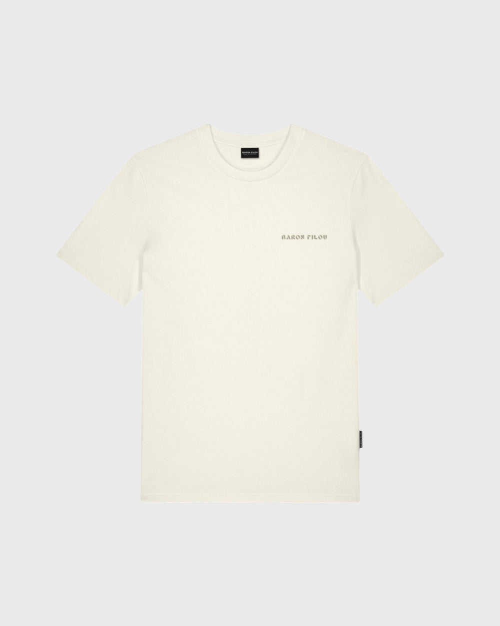 Baron Filou Backprint CXL T-Shirt Crème achterkant met opdruk baron letters en beer aan strand