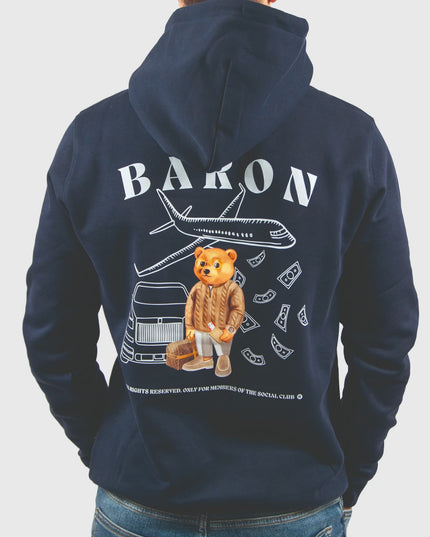 Baron Filou Backprint Hoodie CXLVI Navy achteraanzicht