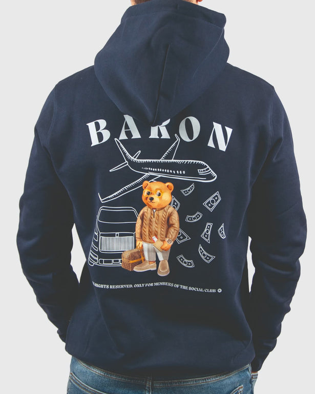 Baron Filou Backprint Hoodie CXLVI Navy achteraanzicht