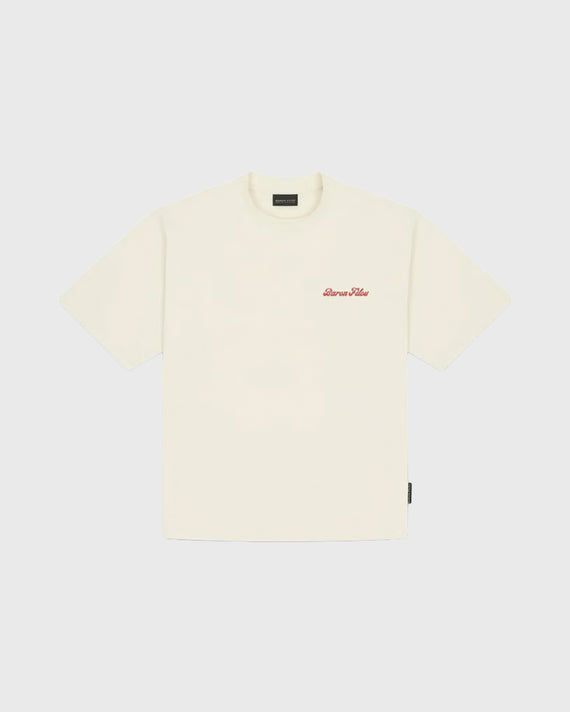 Baron Filou Backprint Lobster Gang T-Shirt Crème met opdruk baron filou letters in rood