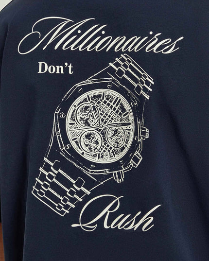 Baron Filou Backprint No Rush T-Shirt Navy achteraanzicht t-shirt met opdruk