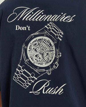 Baron Filou Backprint No Rush T-Shirt Navy achteraanzicht t-shirt met opdruk