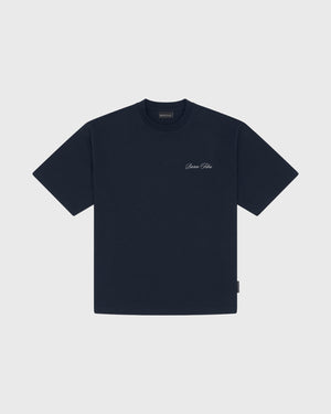 Baron Filou Backprint No Rush T-Shirt Navy vooraanzicht opdruk baron filou logo