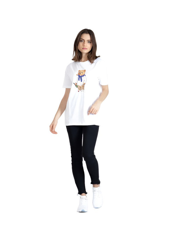 Baron-Filou-Organic-T-Shirt-Filou-LXVIII-White-Female-Model-Front-Full-Body