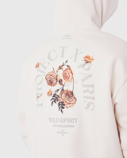 Project X Paris Gothic Roses Hoodie Crème achteraanzicht