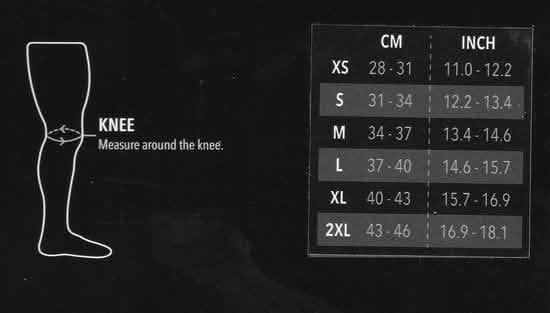 Blindsafe-Knee-padding-Size-Chart