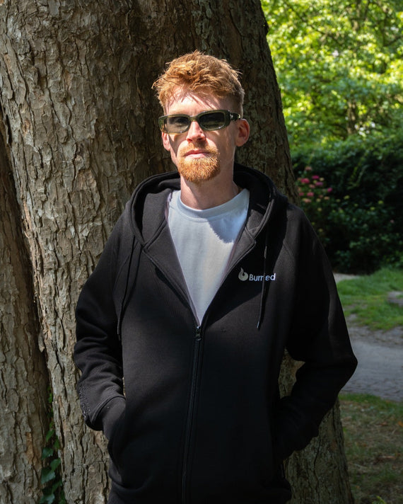 Burned Zip Hoodie Zwart