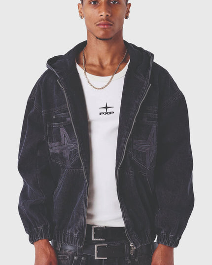 Project X Paris Denim Vest Donkerblauw Open vooraanzicht