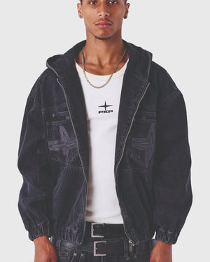 Project X Paris Denim Vest Donkerblauw Open vooraanzicht