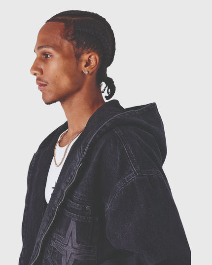 Project X Paris Denim Vest Donkerblauw zijaanzicht geopend