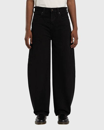 Dickies 998 Baggy Barrel Carpenter Lange Broek Zwart vooraanzicht model onderkant