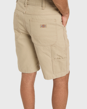 Dickies Canvas Carpenter Short Beige logo broekzak achterkant
