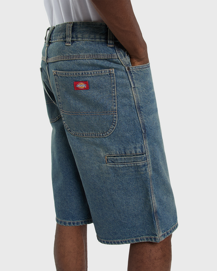 Dickies Loose Short J Khaki Blauw close up details broekzak dickies logo
