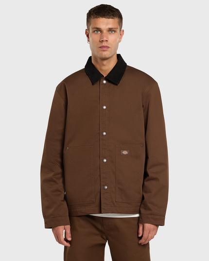 Dickies Union Barn Jacket Bruin vooraanzicht met model