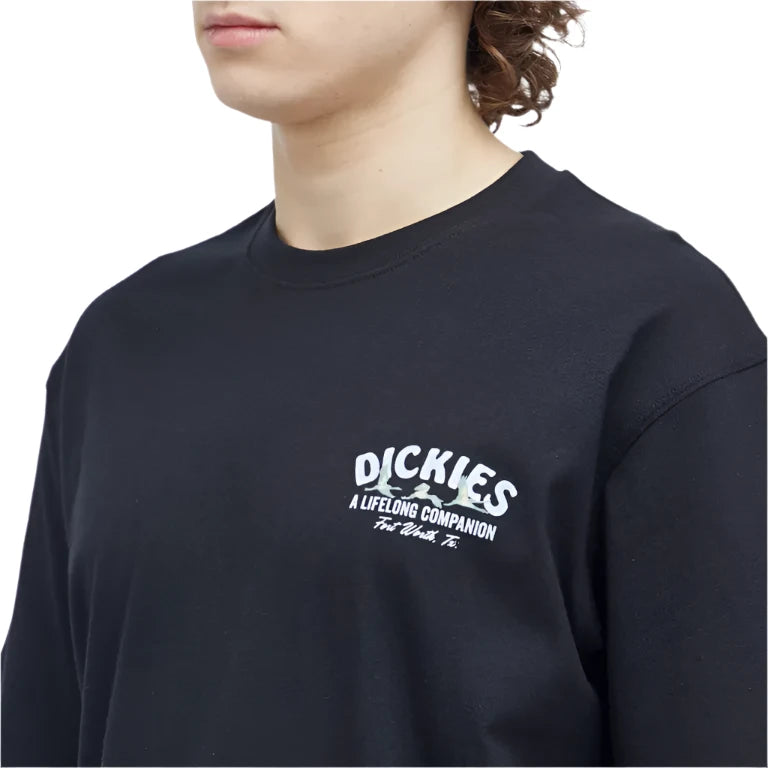 Dickies Companion T-Shirt Zwart ingezoomd logo detail