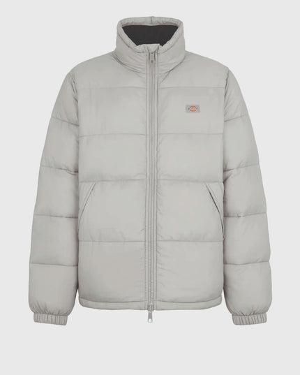 Dickies Waldenburg Pufferjas Grijs close up voorkant no model