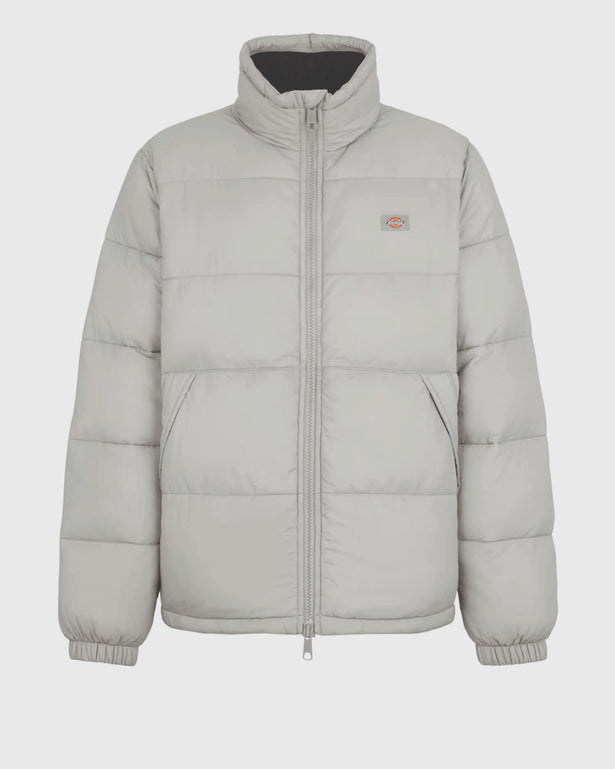Dickies Waldenburg Pufferjas Grijs close up voorkant no model