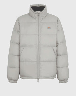 Dickies Waldenburg Pufferjas Grijs close up voorkant no model