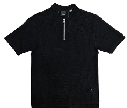 Domi-Half-Zip-Polo-Knit-Black-Voorkant