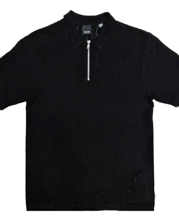Domi-Half-Zip-Polo-Knit-Black-Voorkant