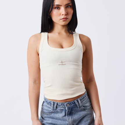 Project X Paris Dames Tank-Top Beige foto model voorzijde 