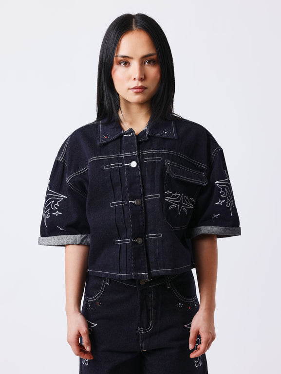 Project X Paris Dames Denim Vest Donkerblauw