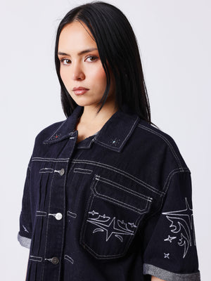 Project X Paris Damen Loose Denim Dunkelblau