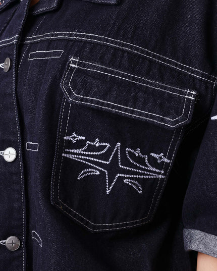 Project X Paris Women's Denim Vest Dark Blue