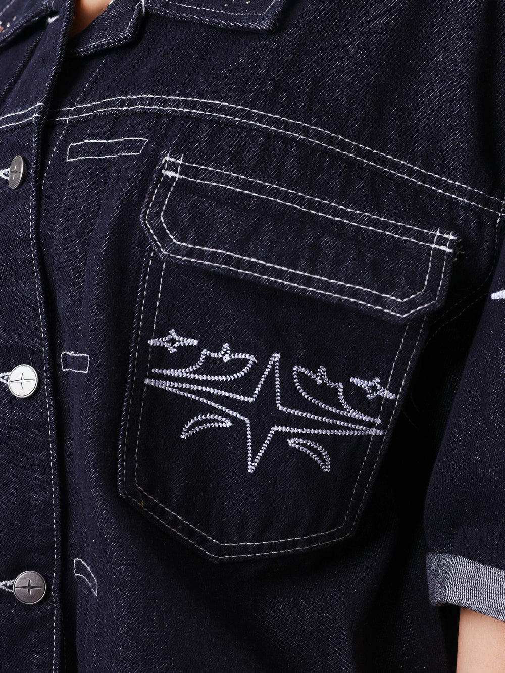 Project X Paris Women's Denim Vest Dark Blue
