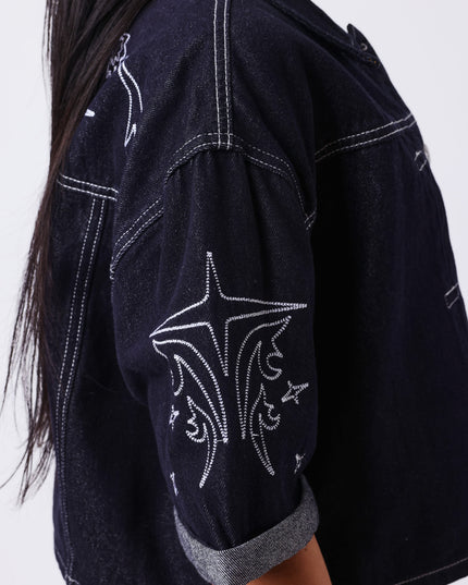 Project X Paris Women's Denim Vest Dark Blue