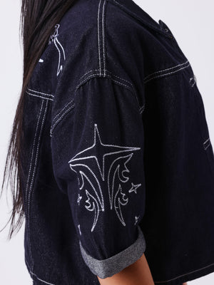 Project X Paris Damen Loose Denim Dunkelblau