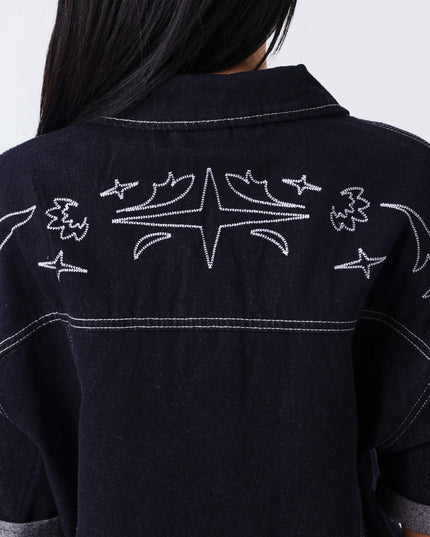 Project X Paris Women's Denim Vest Dark Blue