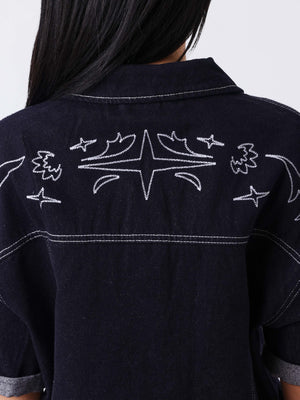 Project X Paris Damen Loose Denim Dunkelblau