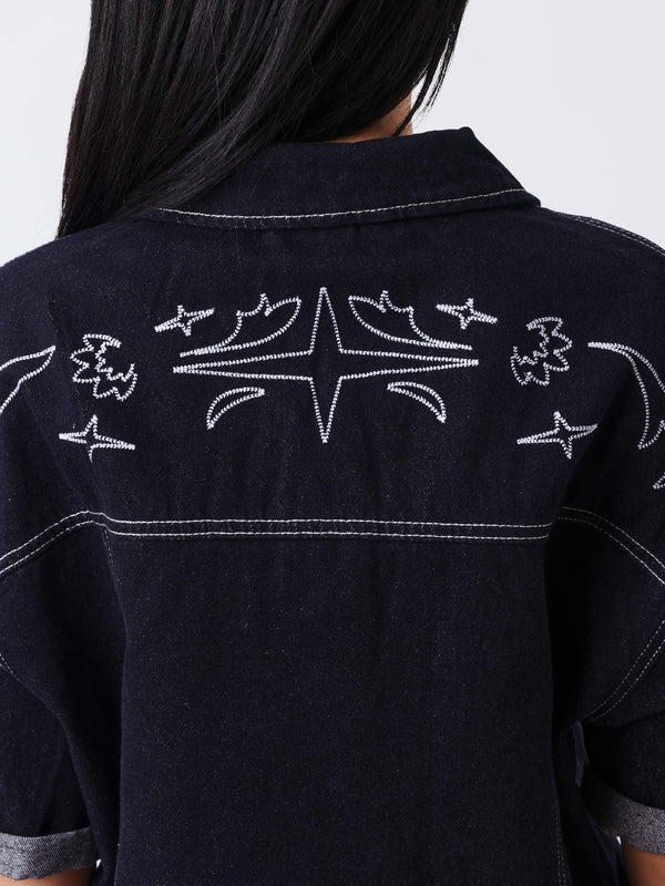 Project X Paris Damen Loose Denim Dunkelblau