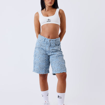 Project X Paris Dames Denim Short Cloudy volledige outfit model