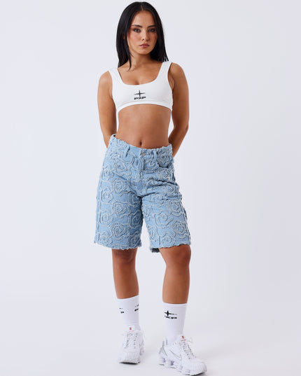 Project X Paris Dames Denim Short Cloudy volledige outfit model