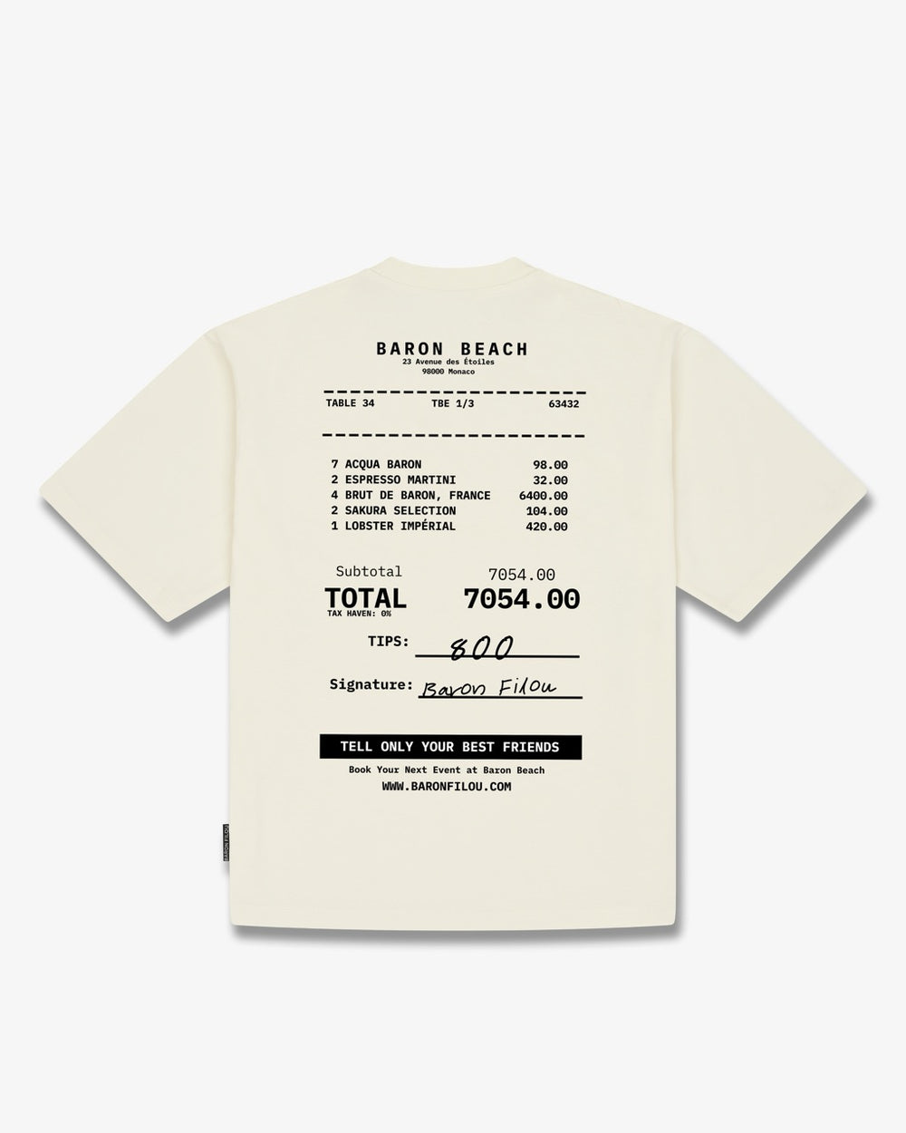 Baron Filou Backprint Baron Beach Bill T-Shirt Crème