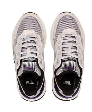 HUB Grid Dames Sneaker Grijs Zwart Boven aanzicht