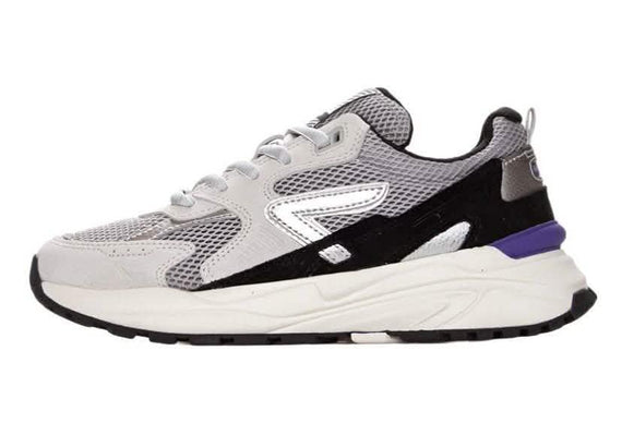 HUB Grid Dames Sneaker Grijs Zwart Zij Aanzicht