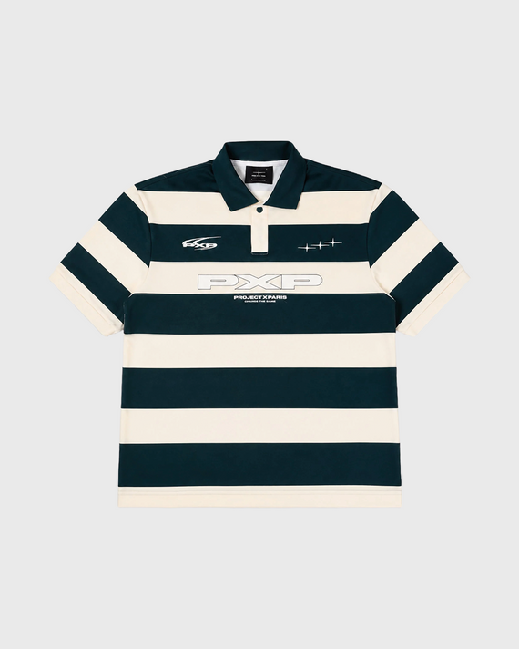 Project X Paris Loose Horizontal Stripe Polo Wit Groen