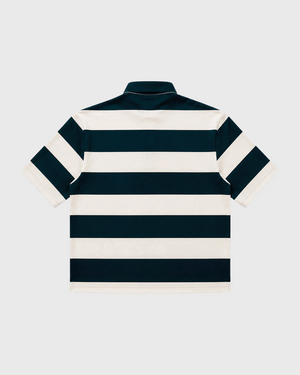 Project X Paris Loose Horizontal Stripe Polo Wit Groen