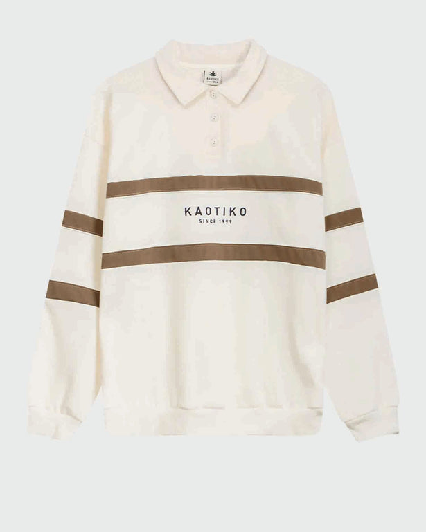Kaotiko Crew Polo Berwin Wit / Bruin  voor
