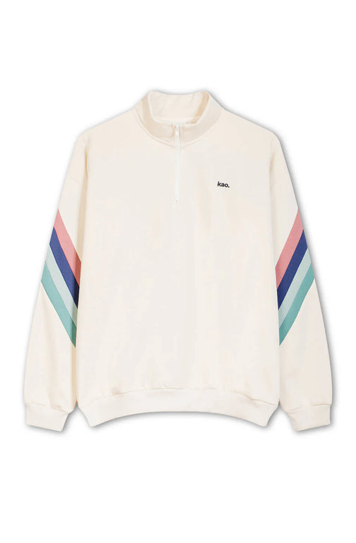 Kaotiko Walker Zip Bone Sweatshirt Off White