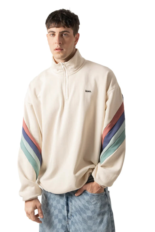 Kaotiko Walker Zip Bone Sweatshirt Off White