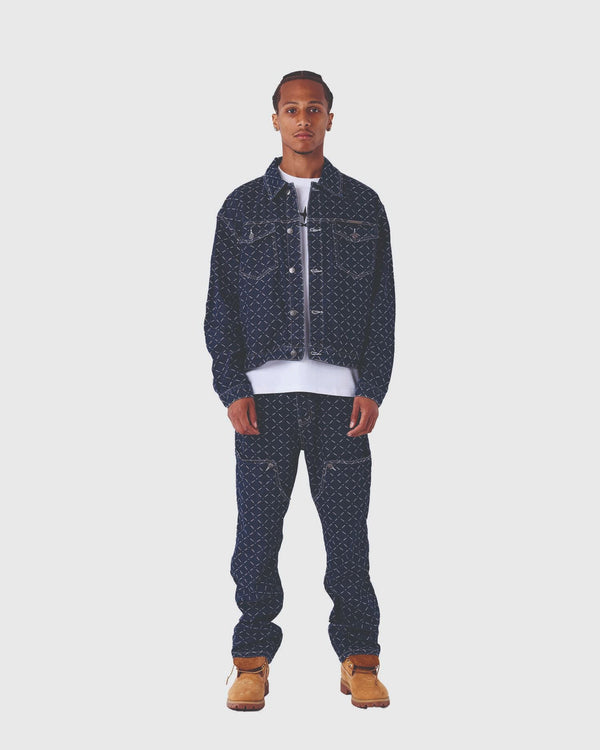 Project X Paris Pattern Denim Broek Donkerblauw model