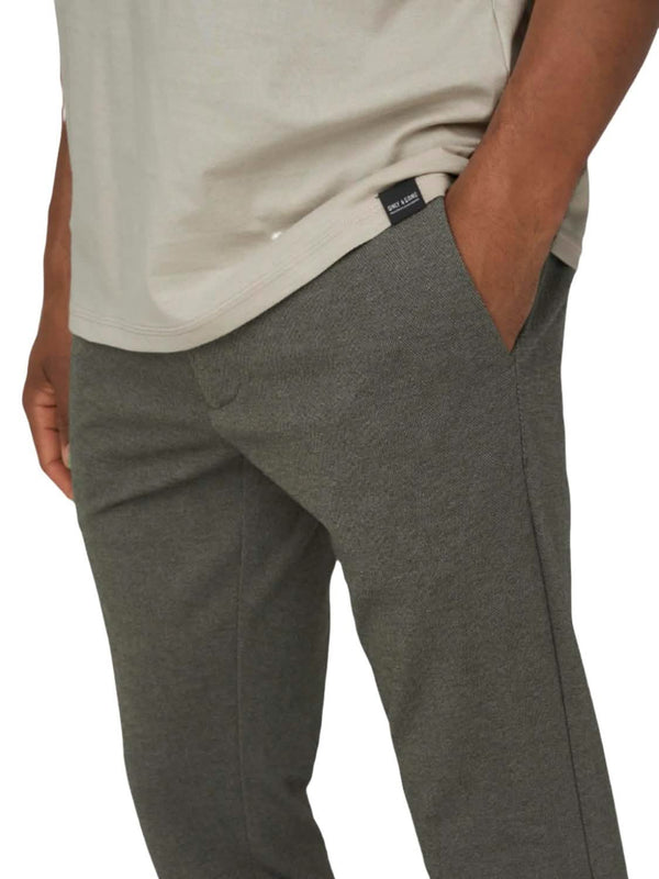 Mark Pant Herringbone Print OLive Night