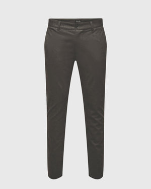 Mark Pantalon Herringbone Print Donkergrijs vooraanzicht